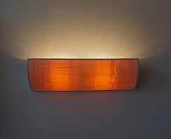 Uplight wall lamp in maple wood-frontview